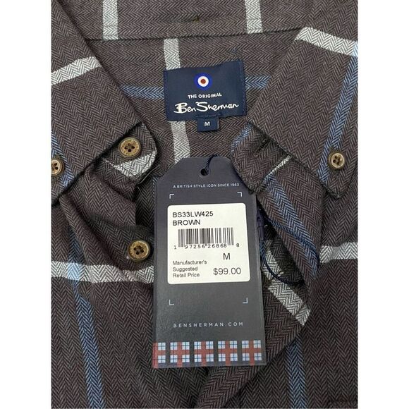 Ben Sherman Button Up Down Long Sleeve Dress Shirt Mens Size Medium - Picture 4 of 5